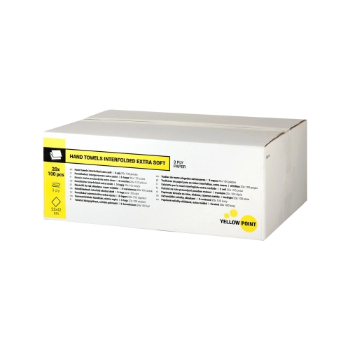 YELLOW POINT HANDDOEKEN 3-LAAGS 22x42cm (20x100st) - 0