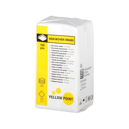 YELLOW POINT GAASKOMPRESSEN NON WOVEN NIET STERIEL 5x5cm/4 laags (100st) - 0