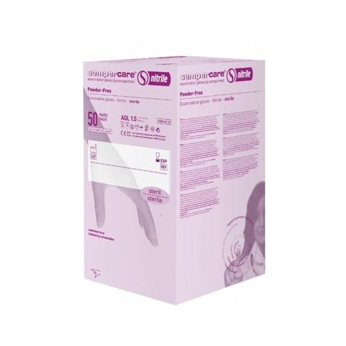 SEMPERCARE SEMPERIT HANDSCHOENEN NITRILE POEDERVRIJ STERIEL SMALL 240mm BLAUW (50pr)