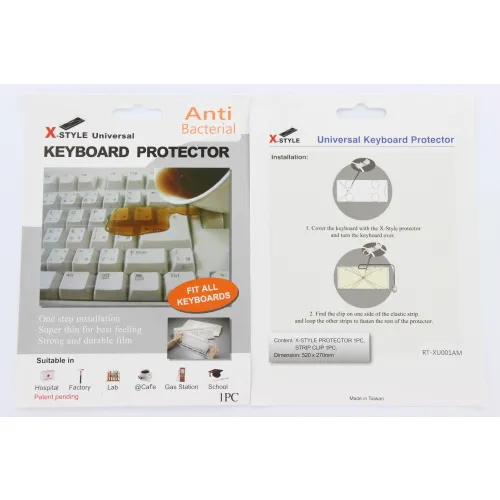 PROSLEEVE X-STYLE UNIVERSELE TOETSENBORD SLEEVE ANTI-BACTERIEEL (520x270mm/1 strip clip/1st)