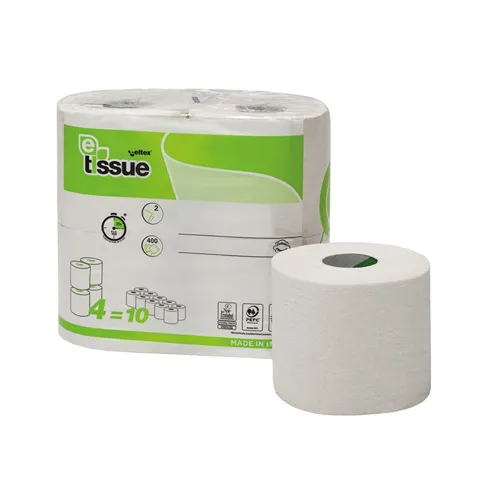 MTS E-TISSUE TOILETPAPIER 2-LAAGS WIT 400 VEL x 9,8cm (10x4 rollen) 237344