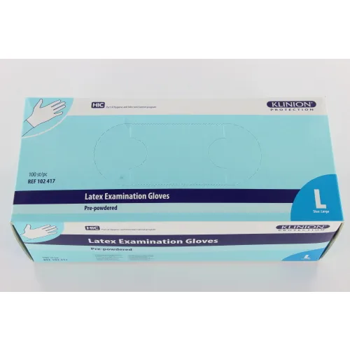 KLINION PROTECTION LATEX HANDSCHOENEN GEPOEDERD WIT LARGE (100st)