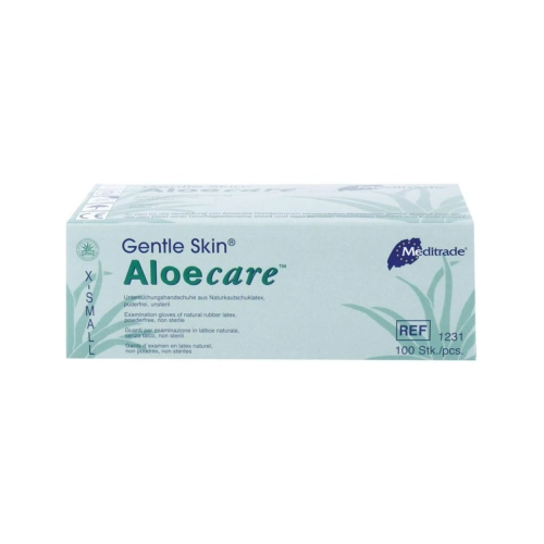 ALOECARE HANDSCHOENEN LATEX POEDERVRIJ EXTRA-SMALL GROEN (100st)