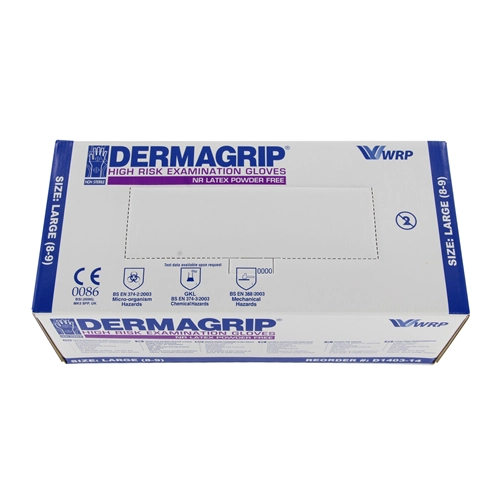 MEDICA DERMAGRIP HANDSCHOENEN LATEX POEDERVRIJ HIGH RISK LARGE (50st)