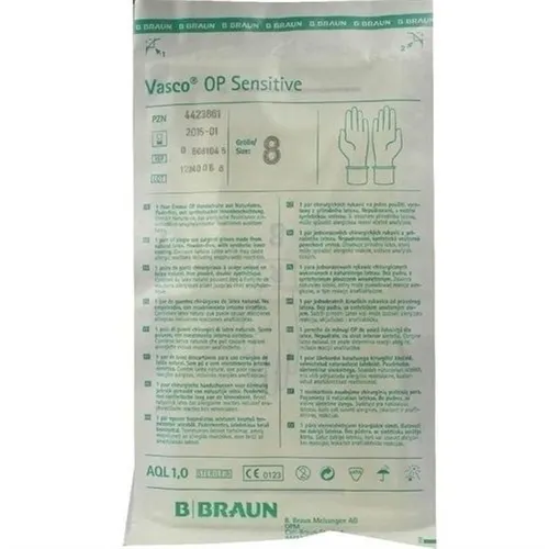 B. BRAUN VASCO OP SENSITIVE HANDSCHOENEN LATEX POEDERVRIJ MAAT 8,0 STERIEL (40pr)