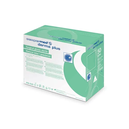 SEMPERMED DERMA PLUS HANDSCHOENEN LATEX GEPOEDERD STERIEL MAAT 8.5 (50pr)