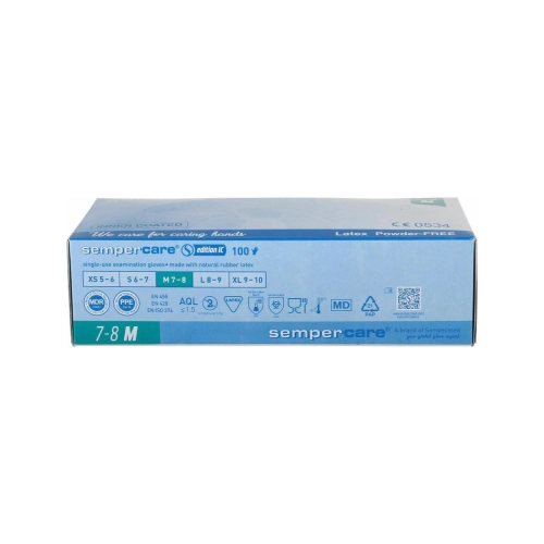 SEMPERMED SEMPERCARE EDITION HANDSCHOENEN LATEX POEDERVRIJ MEDIUM WIT (100st)