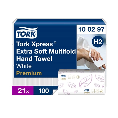 TORK PREMIUM HANDDOEKJES INTERFOLD X-SOFT XPRESS 2-LAAGS 34x21,2cm NR.100297 (21x100st)