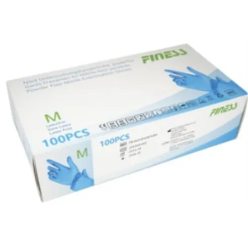 FINESS NITRILE HANDSCHOENEN POEDERVRIJ FINGER TEXTURED MEDIUM BLAUW (100st)