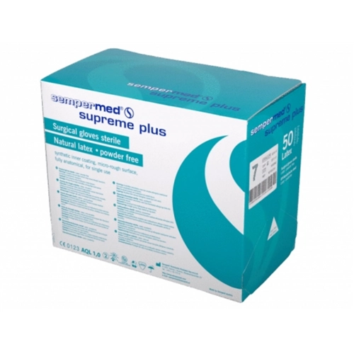 SEMPERMED SUPREME PLUS OK HANDSCHOENEN LATEX POEDERVRIJ STERIEL MAAT 6,5 WIT (50pr)