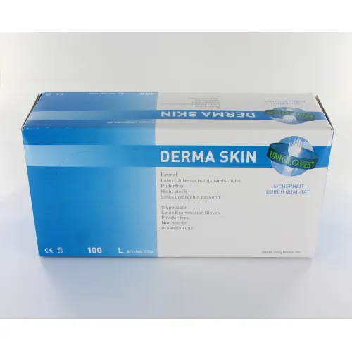 FHS DERMA SKIN HANDSCHOENEN POEDERVRIJ LATEX LARGE WIT (100st)