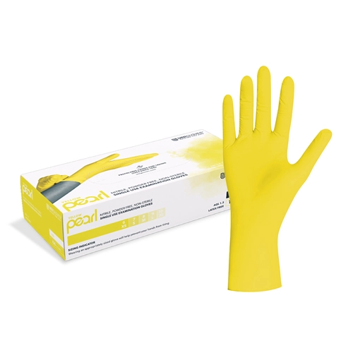 FHS HANDSCHOENEN POEDERVRIJ NITRILE YELLOW PEARL EXTRA-SMALL (GEEL/100st)