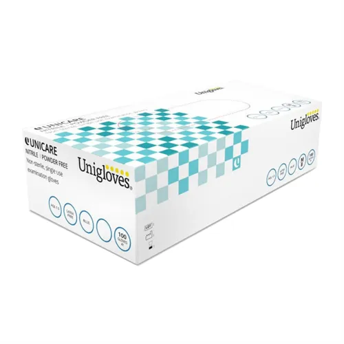 UNIGLOVES UNICARE SOFT NITRIL HANDSCHOENEN BLAUW POEDERVRIJ LARGE (100st)