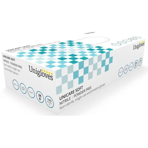 UNIGLOVES UNICARE SOFT NITRIL HANDSCHOENEN BLAUW POEDERVRIJ EXTRA LARGE (100st)