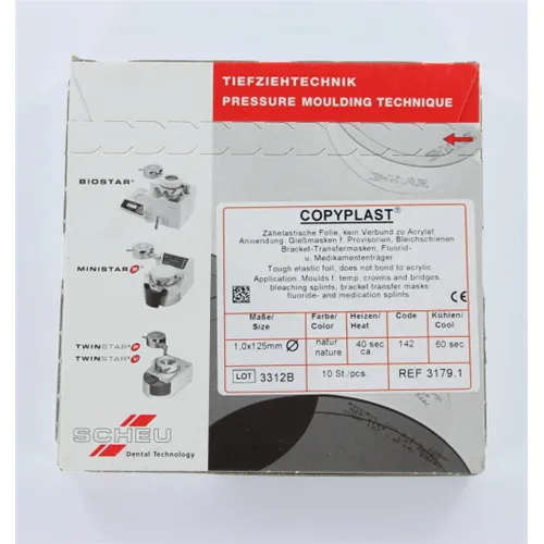 SCHEU COPYPLAST DIEPTREKPLATEN 1,0x125mm ROND TRANSPARANT (10st)