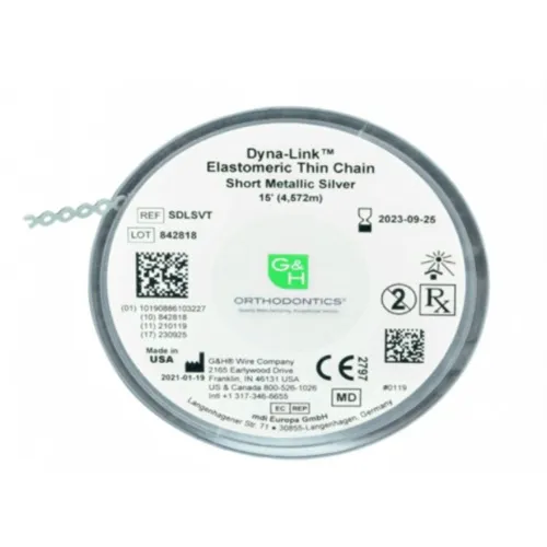 G&H DYNA-LINK ELASTOMERIC SLIM-CHAIN SHORT THIN 15ft SILVER SDLSVT