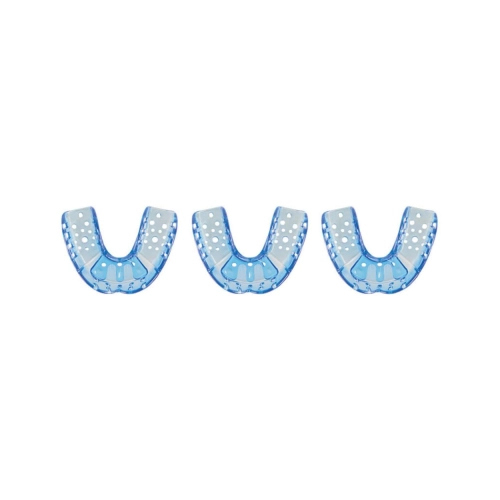DENTSPLY POLY-TRAY AFDRUKLEPELS PLASTIC GEPERFOREERD BETAND ONDER BLAUW NR.1 MEDIUM (25st)