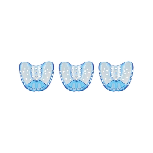DENTSPLY POLY-TRAY AFDRUKLEPELS PLASTIC GEPERFOREERD BETAND BOVEN BLAUW NR.1 MEDIUM (25st)