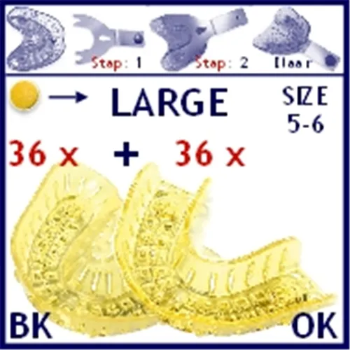 DENTALSIL AFDRUKLEPELSET LARGE BOVEN/ONDER ZONDER HANDVAT (36+36st)
