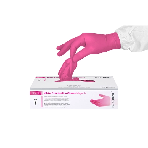 POLODENT HANDSCHOENEN PEARL NITRILE POEDERVRIJ MAGENTA LARGE (100st)