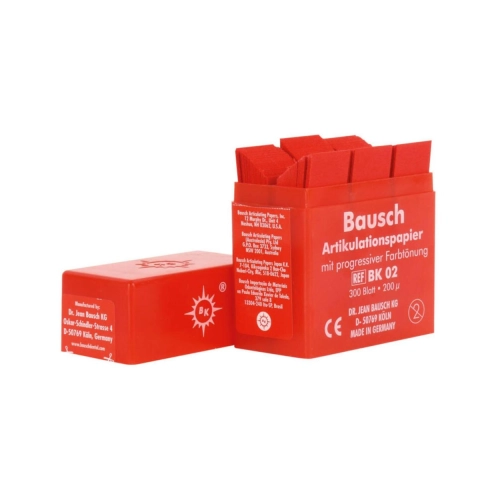 BAUSCH ARTIKULATIEPAPIER BK02 200µ ROOD IN DISPENSER (52x18mm/300 strips)