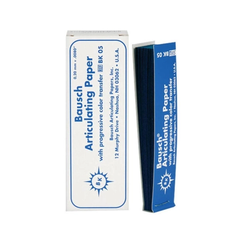 BAUSCH ARTIKULATIEPAPIER BK05 200µ BLAUW IN DISPENSER (52x18mm/300 strips)