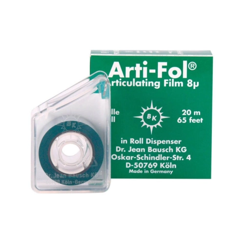 BAUSCH ARTIKULATIEPAPIER ARTI-FOL BK26 8µ GROEN OP ROL IN DISPENSER (22mmx20mtr)