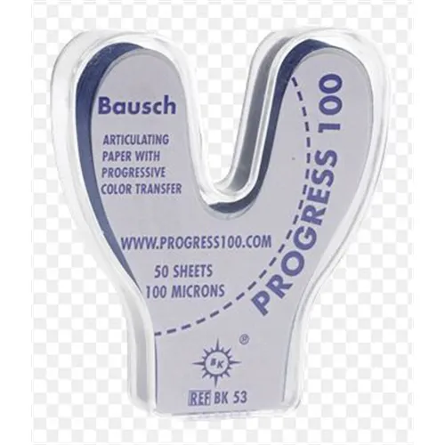 BAUSCH ARTIKULATIEPAPIER BK53 100µ BLAUW IN DISPENSER HOEFIJZERVORMIG (50st)