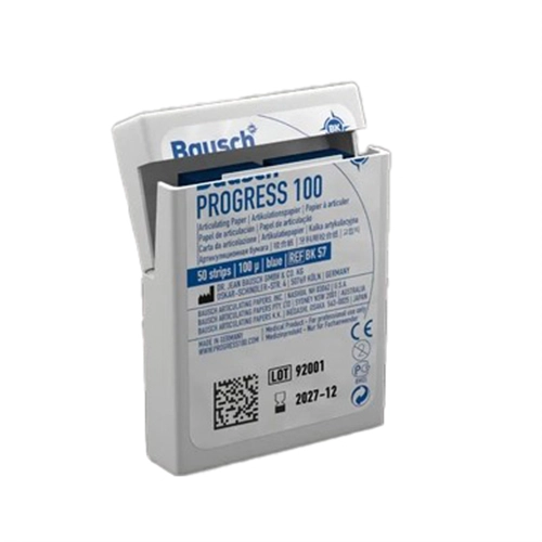 BAUSCH ARTIKULATIEPAPIER BK57 100µ BLAUW IN DISPENSER (52x18mm/50 strips)