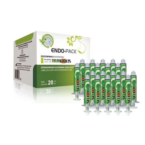 CERKAMED ENDO PACK VOOR CHLORAXID/NATRIUM HYPO 2% GROEN (20x5cc spuitjes met label)