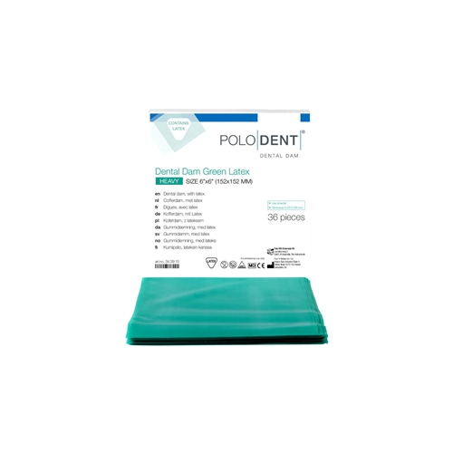 POLODENT COFFERDAM VELLEN HEAVY GROEN NATURAL LATEX (36st)