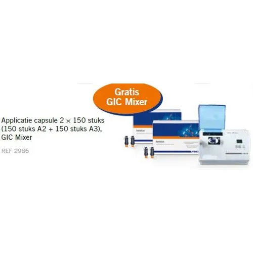 VOCO IONOLUX AC CAPSULES KLEUR A2/A3 (1x150st A2+1xA3 150st.) REF: 2986 + MIXER