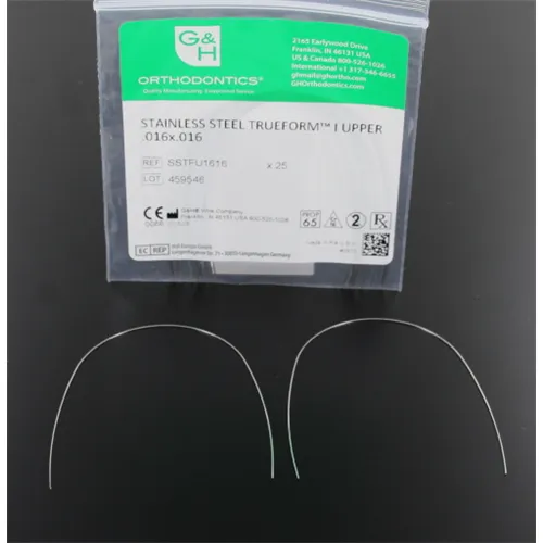 G&H S304 STAINLESS STEEL ARCHWIRES TRUEFORM I .016x.016 UPPER (25st)
