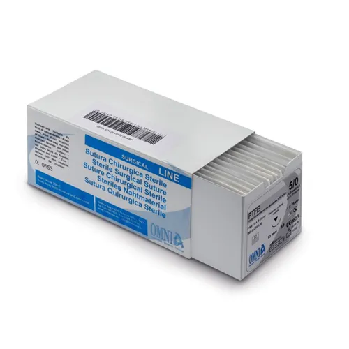 OMNIA PTFE HECHTMATERIAAL 5-0 12mm 3/8 CIRKEL SNIJDENDE NAALD 75cm (12st)