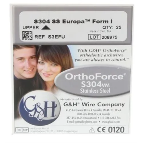 G&H S304 STAINLESS STEEL ARCHWIRE .012 UPPER EUROPAFORM I (25st)