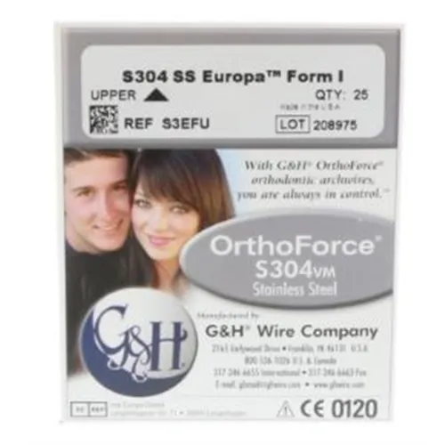 G&H S304 STAINLESS STEEL ARCHWIRE .018 UPPER EUROPAFORM I (25st)