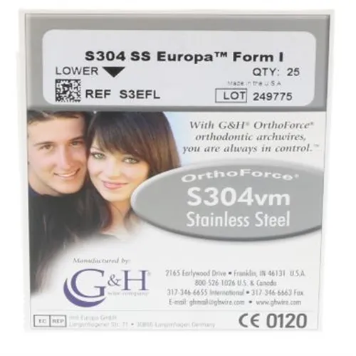 G&H S304 STAINLESS STEEL ARCHWIRE .016 LOWER EUROPAFORM I (25st)