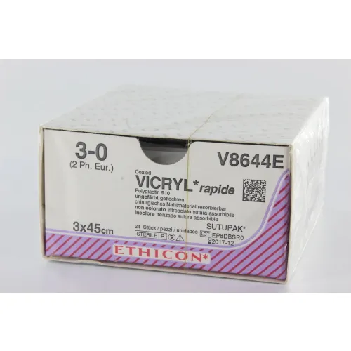 J&J VICRYL RAPIDE 3-0 V8644E ZONDER NAALD 3x45cm (24st)