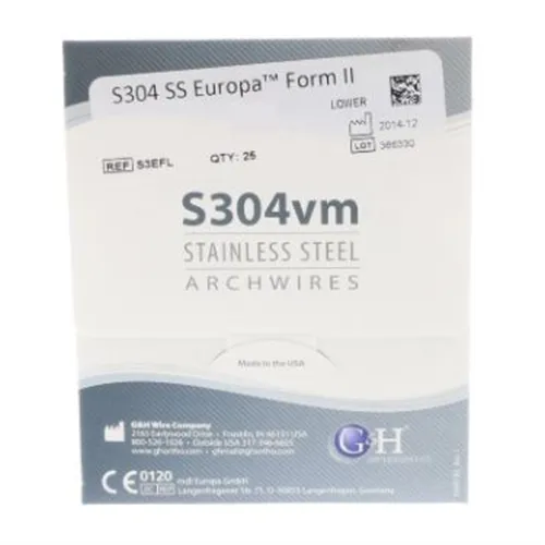 G&H S304 STAINLESS STEEL ARCHWIRE .020 LOWER EUROPAFORM II (25st)