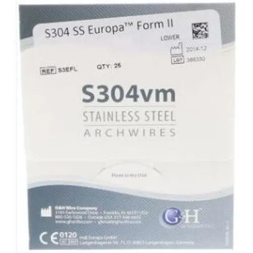 G&H S304 STAINLESS STEEL ARCHWIRE .018 LOWER EUROPAFORM II (25st)