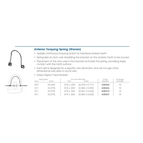 ROCKY MOUNTAINS ORTHODONTICS WARREN TORQUE SPRING 0.016x.022 (10st)