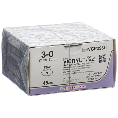 J&J VICRYL PLUS 3-0 VCP293H MET NAALD FS2 45cm (36st)