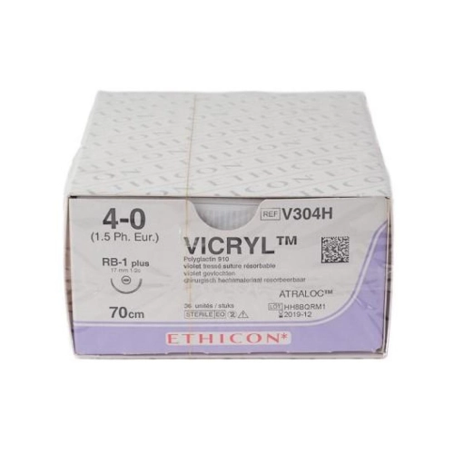 J&J VICRYL VIOLET 4-0 V304H MET NAALD RB1 70cm (36st)