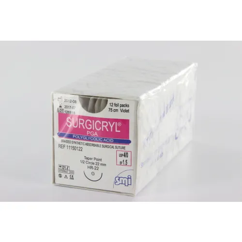 SMI SURGICRYL PGA PAARS 4-0 MET 1/2 CIRKEL BUITEN SNIJDENDE NAALD HR22mm 75cm (12st)