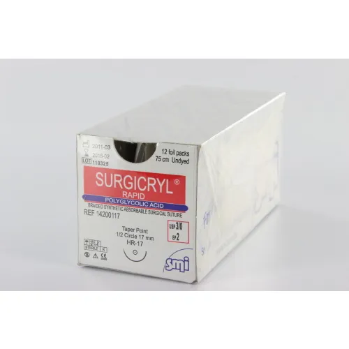 SMI SURGICRYL RAPID 3-0 MET 1/2 CIRKEL RONDBODY NAALD HR17mm 75cm (12st)