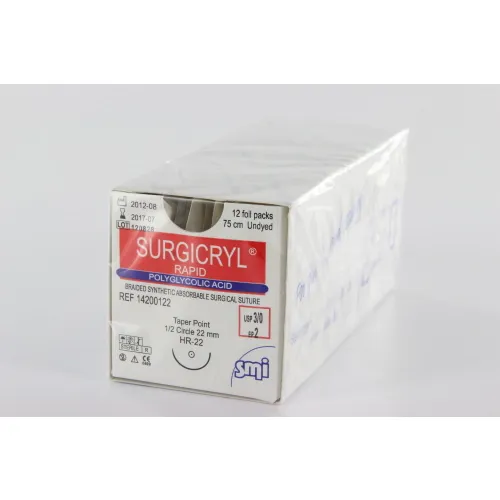 SMI SURGICRYL RAPID 3-0 MET 1/2 CIRKEL RONDBODY NAALD HR22mm 75cm (12st)
