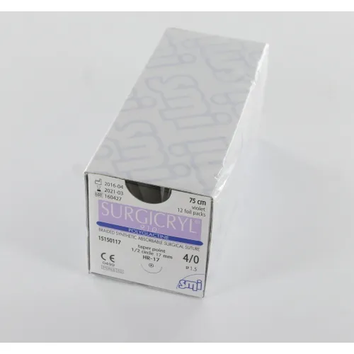SMI SURGICRYL 910 PAARS 4-0 MET 1/2 CIRKEL RONDBODY NAALD HR17mm 75cm (12st)