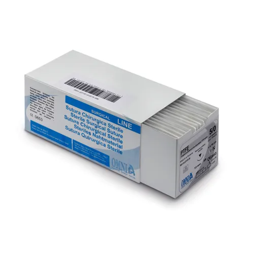 OMNIA PTFE HECHTDRAAD 5-0 MET 12mm 1/2 CIRKEL BUITENSNIJDENDE NAALD 75cm (12st)