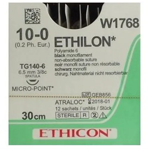 J&J ETHILON 10-0 W1768 MET 3/8 GEBOGEN SPATULA NAALD MET MICROPOINT 30cm (12st)