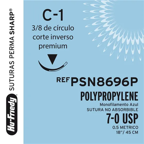 HU-FRIEDY POLYPRO SUTURE 7/0 PSN8696P MET NAALD C1 45cm (12st)